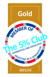 A gold rectangle with the 5% Club logo in front of it